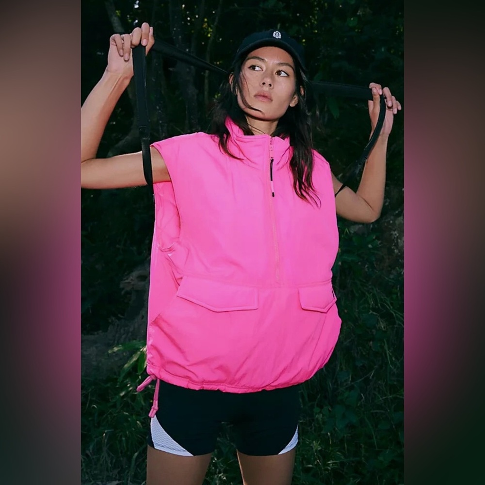 NWT Free People Movement Off The Bleachers Vest In Color Hot Pink
